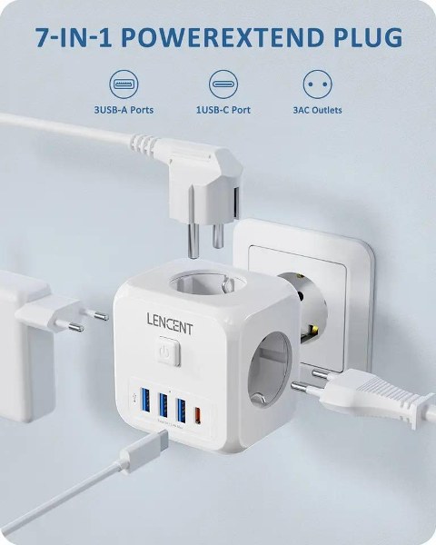 Мережевий фільтр розгалужувач +USB,трійник в розетку